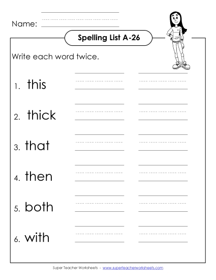 Worksheets - Write Twice (A-26) (Printable PDF Worksheet)