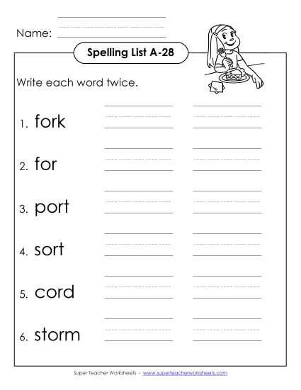 Worksheets - Write Twice (A-28) (Printable PDF Worksheet)