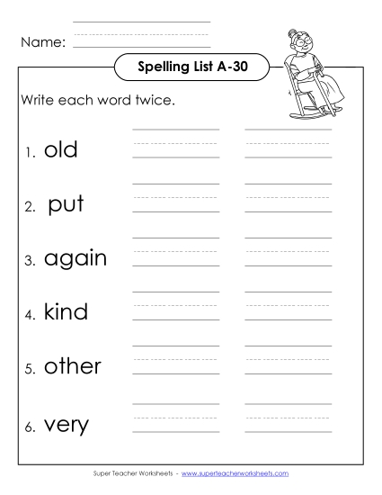 Worksheets - Write Twice (A-30) (Printable PDF Worksheet)
