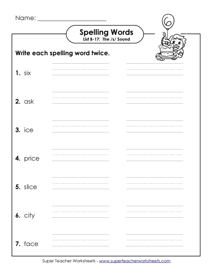 Worksheets - Write Twice (B-17) (Printable PDF Worksheet)