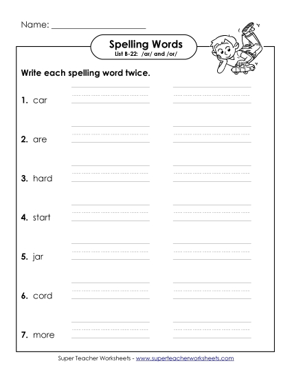 Worksheets - Write Twice (B-22) (Printable PDF Worksheet)