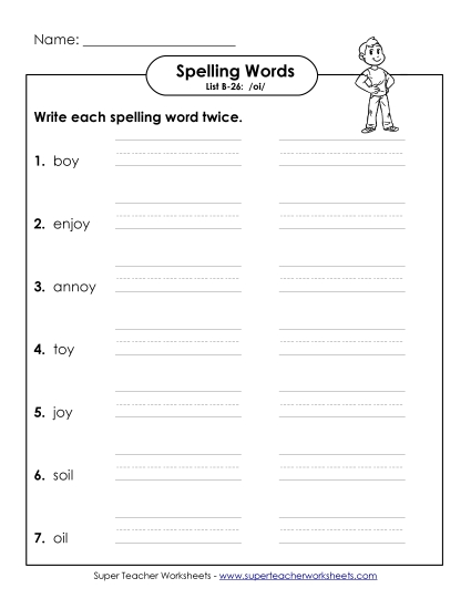 Worksheets - Write Twice (B-26) (Printable PDF Worksheet)