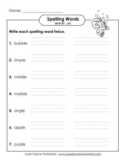 Worksheets - Write Twice (B-27) (Printable PDF Worksheet)