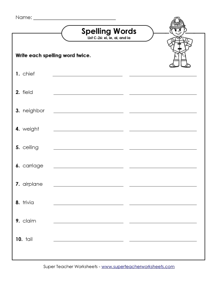 Worksheets - Write Twice (C-26) (Printable PDF Worksheet)
