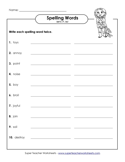 Worksheets - Write Twice (C-7) (Printable PDF Worksheet)