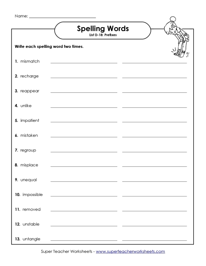 Worksheets - Write Twice (D-18) (Printable PDF Worksheet)