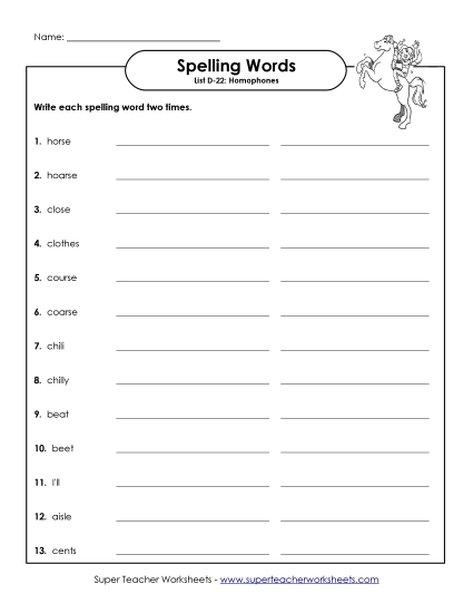 Worksheets - Write Twice (D-22) (Printable PDF Worksheet)