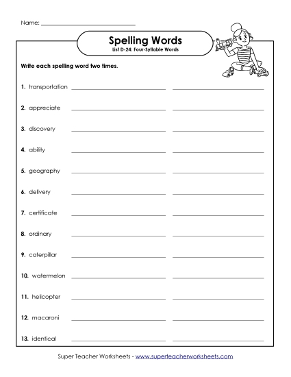 Worksheets - Write Twice (D-24) (Printable PDF Worksheet)