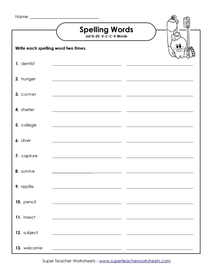 Worksheets - Write Twice (D-25) (Printable PDF Worksheet)