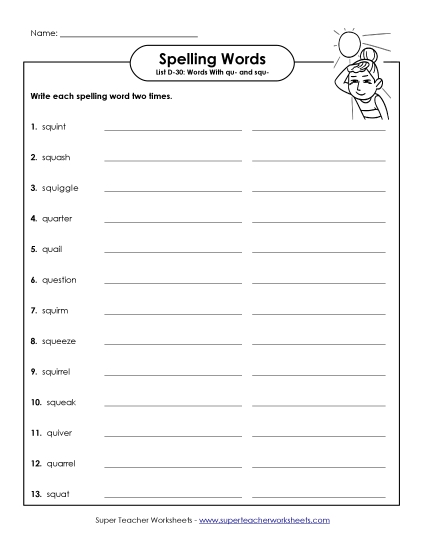 Worksheets - Write Twice (D-30) (Printable PDF Worksheet)