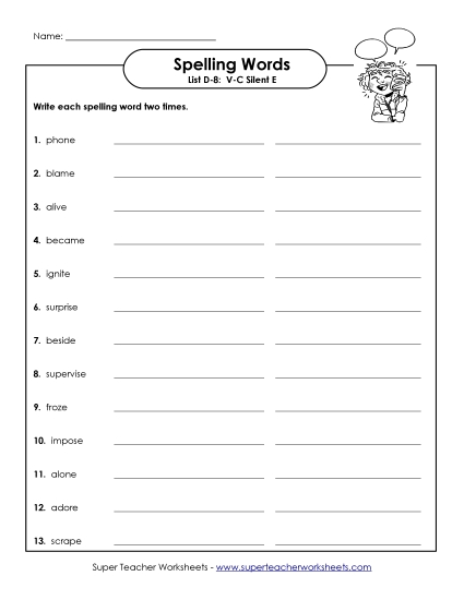 Worksheets - Write Twice (D-8) (Printable PDF Worksheet)