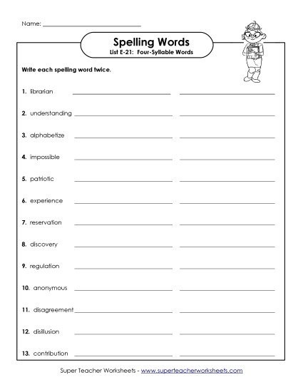 Printable Worksheets - Write Twice (E-21) (Printable PDF Worksheet)
