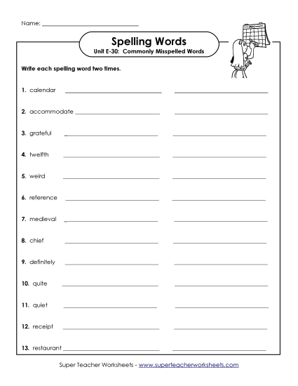 Printable Worksheets - Write Twice (E-30) (Printable PDF Worksheet)