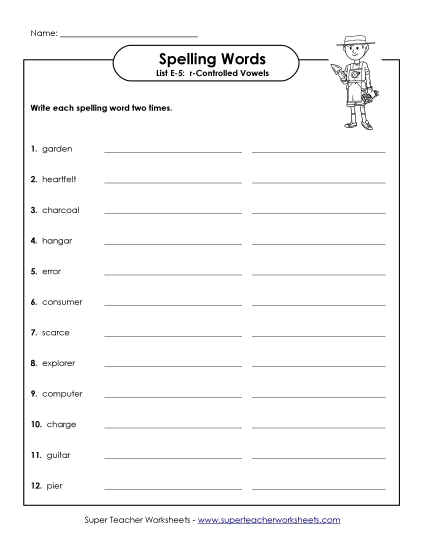 Printable Worksheets - Write Twice (E-5) (Printable PDF Worksheet)