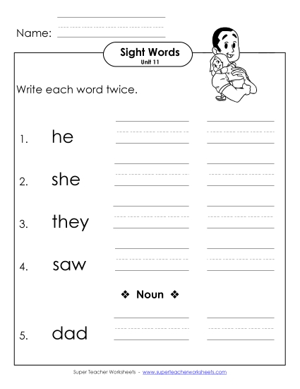 Worksheets - Write Twice (Unit 11) (Printable PDF Worksheet)