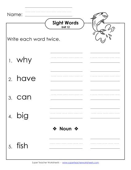 Worksheets - Write Twice (Unit 12) (Printable PDF Worksheet)
