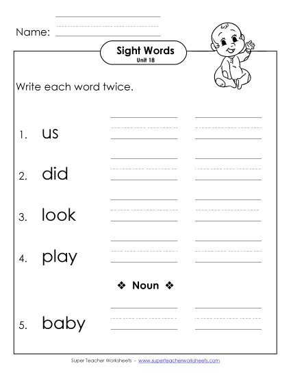 Worksheets - Write Twice (Unit 18) (Printable PDF Worksheet)