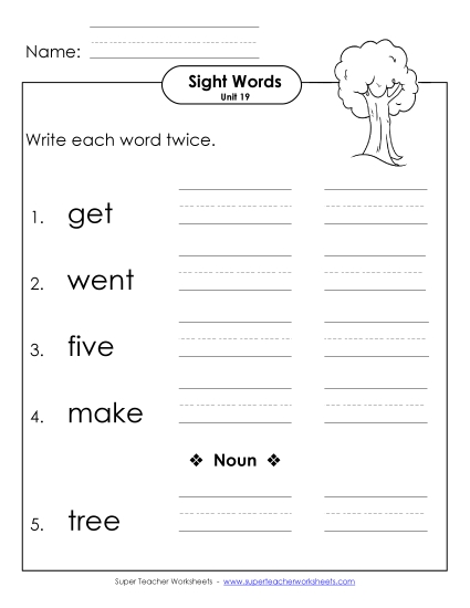 Worksheets - Write Twice (Unit 19) (Printable PDF Worksheet)