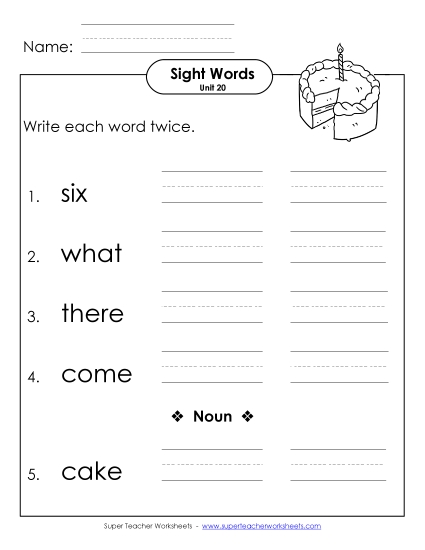 Worksheets - Write Twice (Unit 20) (Printable PDF Worksheet)