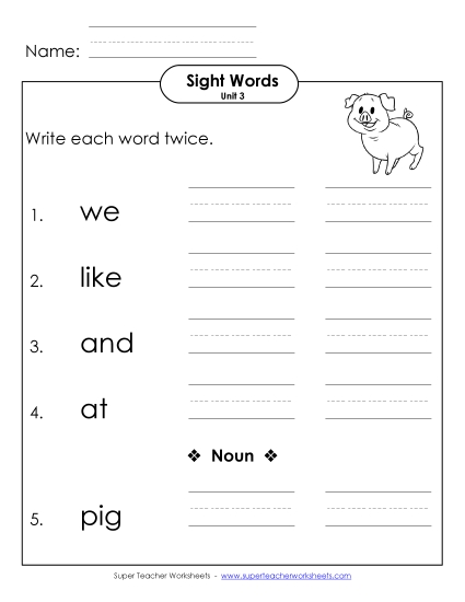 Worksheets - Write Twice (Unit 3) (Printable PDF Worksheet)