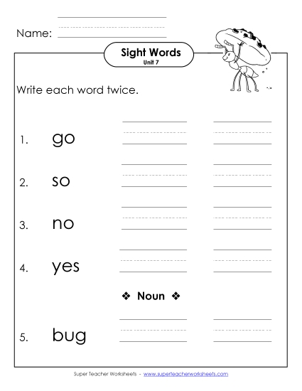 Worksheets - Write Twice (Unit 7)  (Printable PDF Worksheet)