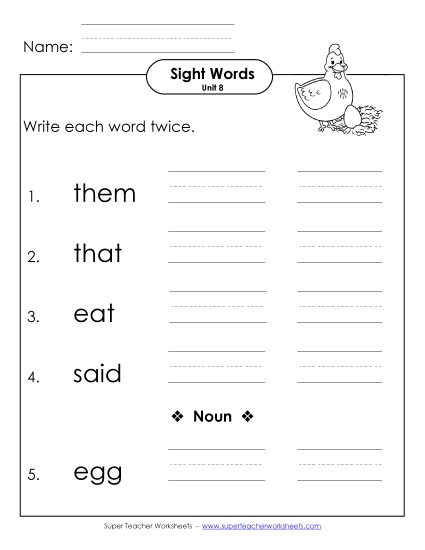 Worksheets - Write Twice (Unit 8) (Printable PDF Worksheet)