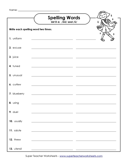 Worksheets - Write Two Times (D-6) (Printable PDF Worksheet)