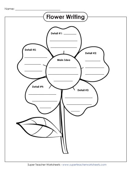 Writing a Paragraph - Writing a Paragraph - Flower (with lines) (Printable PDF Worksheet)