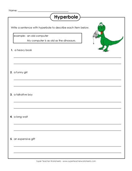 Writing Hyperbole Sentences (Printable PDF Worksheet)