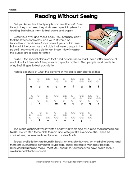 Writing Projects - Writing in Braille (Printable PDF Worksheet)