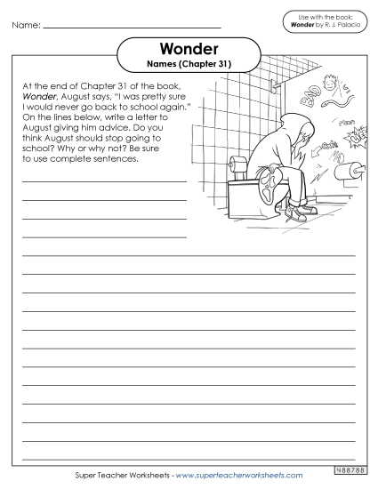 Part 1 - August - Writing Prompt (Names)  (Printable PDF Worksheet)