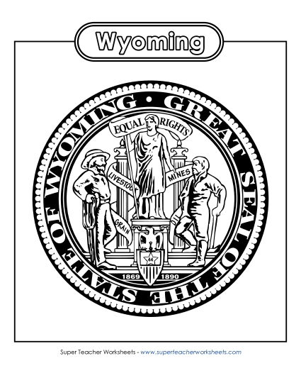 Flags & Seals - Wyoming State Seal (Black & White) (Printable PDF Worksheet)