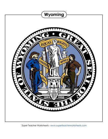 Flags & Seals - Wyoming State Seal (Full-Color Version) (Printable PDF Worksheet)