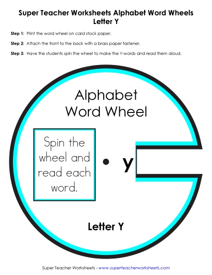 Word Wheel - Y -&nbsp; Word Wheel (Printable PDF Worksheet)
