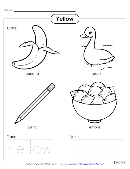 Individual Colors - Yellow Things (Printable PDF Worksheet)