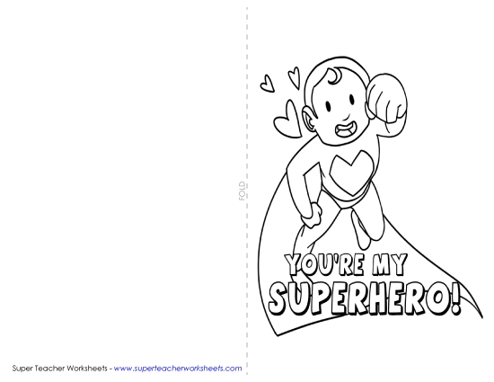 Cards - You're My Superhero (Card) (Printable PDF Worksheet)