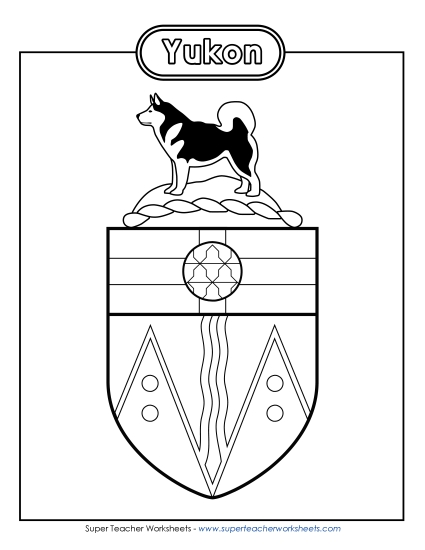 Flag and Coat of Arms - Yukon Coat of Arms (Black & White) (Printable PDF Worksheet)