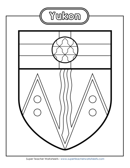 Flag and Coat of Arms - Yukon Escutcheon (Black & White) (Printable PDF Worksheet)
