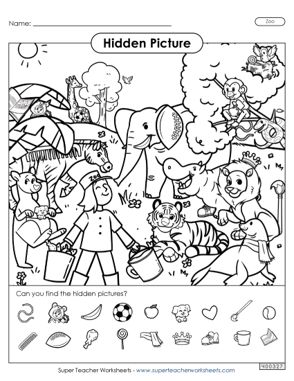 Hidden Pictures - Zoo (Printable PDF Worksheet)