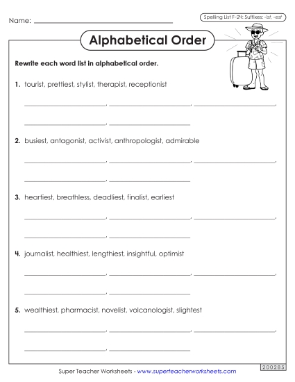 Alphabetical Order Worksheet (F-24)