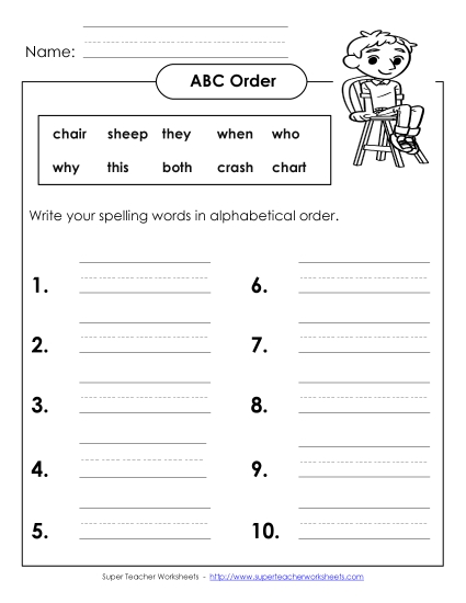 ABC Order: Write (B-11)