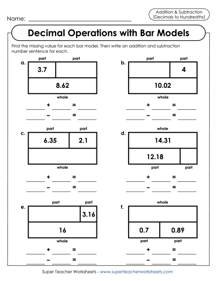 Addition and Subtraction with Decimals to Hundredths