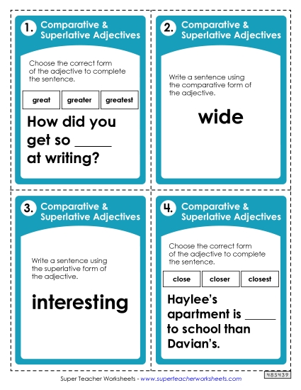 Task Cards: Mixed<br>(Comparative & Superlative Adjectives)