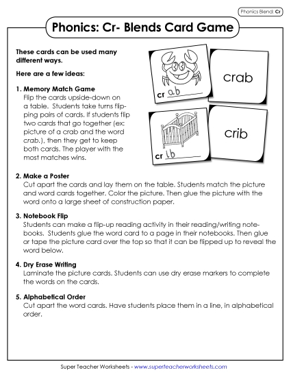 Phonics Card Game (Cr- Words)