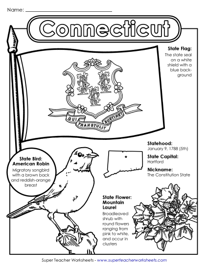 Connecticut State Symbols Coloring Page