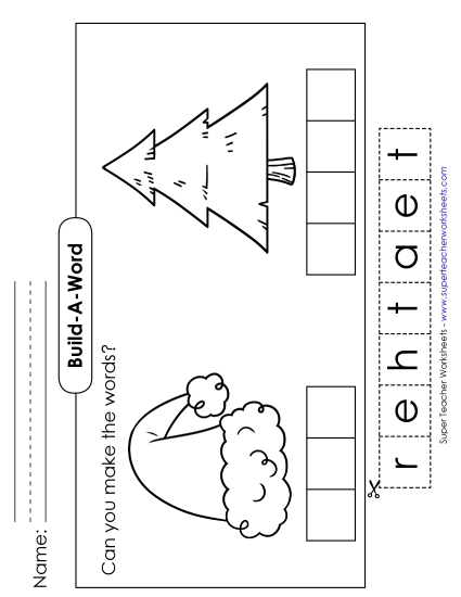 Build-a-Word: Hat & Tree Christmas Worksheet