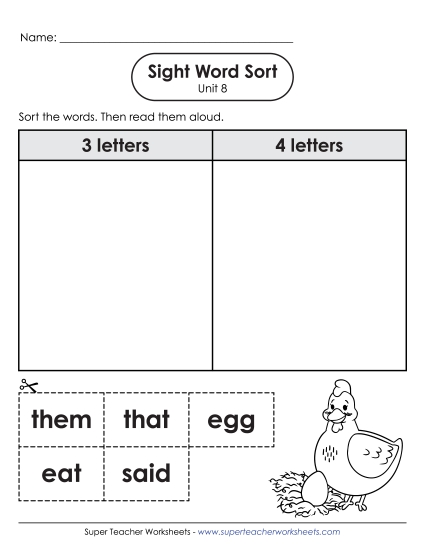 Sight Word Sort (Unit 8)