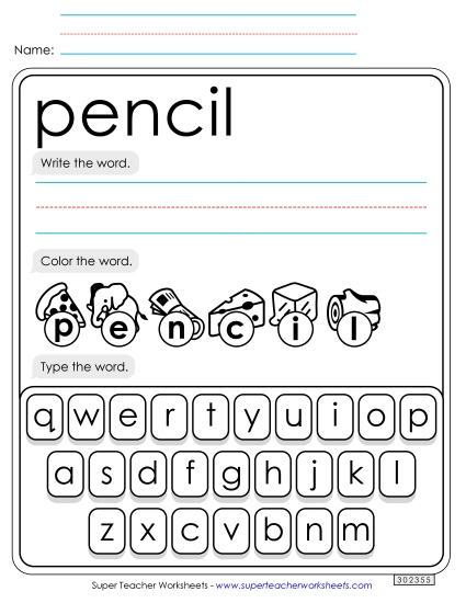 Write, Color, Type: Pencil