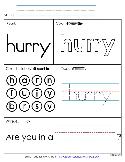 Worksheet 1: Hurry