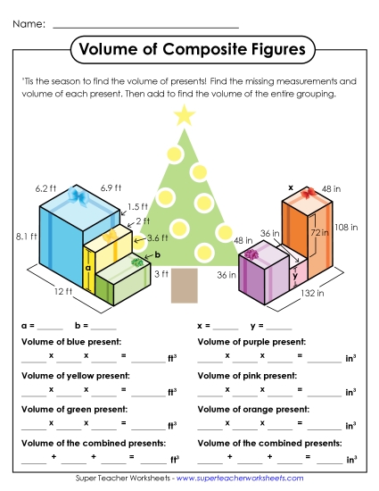 Volume of Composite Figures (Advanced) Worksheet